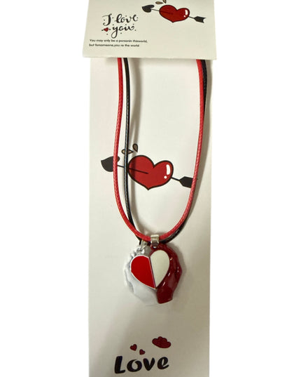 Set 2 coliere Inimă magnetică și șnur reglabil Cod 1111-12
