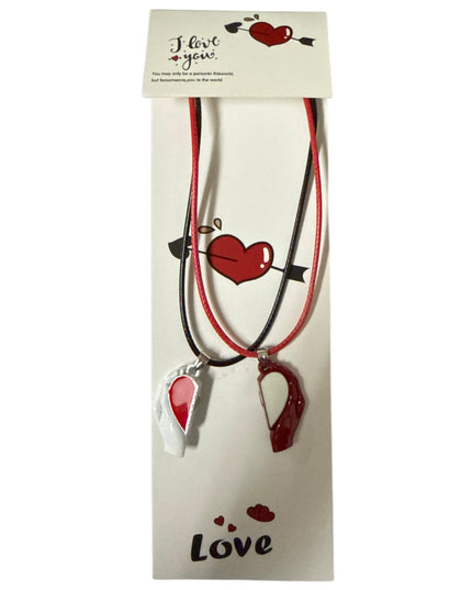 Set 2 coliere Inimă magnetică și șnur reglabil Cod 1111-12