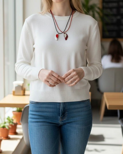 Set 2 coliere Inimă magnetică și șnur reglabil Cod 1111-12