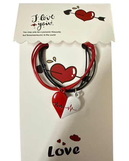 Set 2 brățări Inimă magnetică Best Friends și șnur reglabil, Cod 1111-14