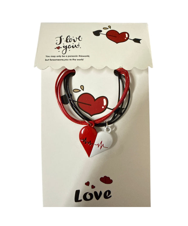 Set 2 brățări Inimă magnetică Best Friends și șnur reglabil, Cod 1111-14