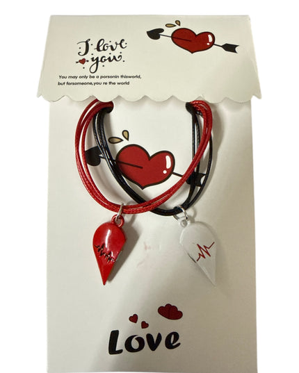 Set 2 brățări Inimă magnetică Best Friends și șnur reglabil, Cod 1111-14