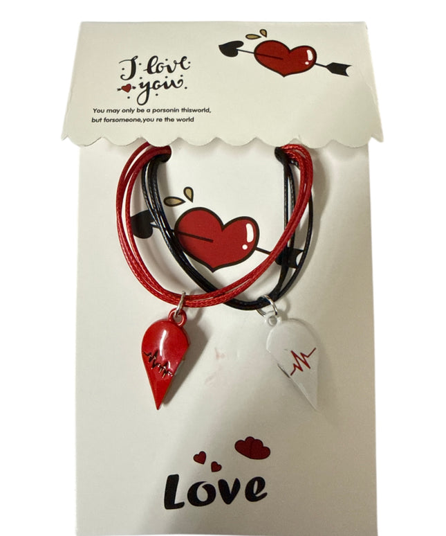 Set 2 brățări Inimă magnetică Best Friends și șnur reglabil, Cod 1111-14