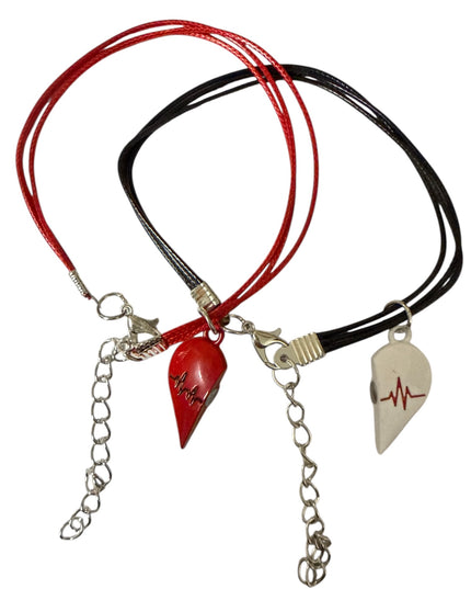 Set 2 brățări Inimă magnetică Best Friends și șnur reglabil, Cod 1111-14