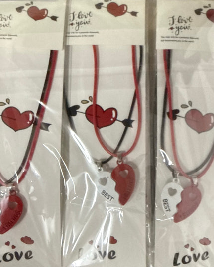 Set 2 coliere Inimă magnetică Best Friends și șnur reglabil,Cod 1111-13