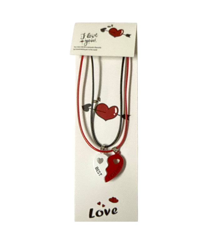 Set 2 coliere Inimă magnetică Best Friends și șnur reglabil,Cod 1111-13