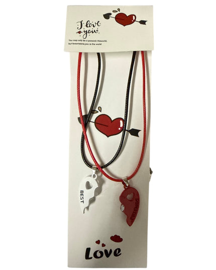 Set 2 coliere Inimă magnetică Best Friends și șnur reglabil,Cod 1111-13