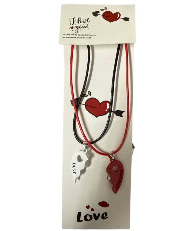Set 2 coliere Inimă magnetică Best Friends și șnur reglabil,Cod 1111-13