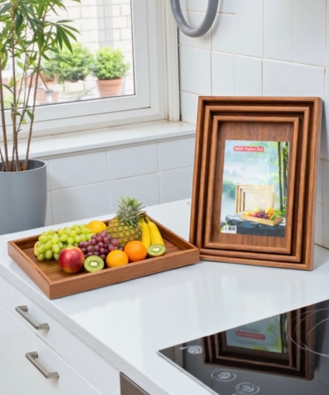 Tavă decorativă 3/set din lemn 40x30cm
