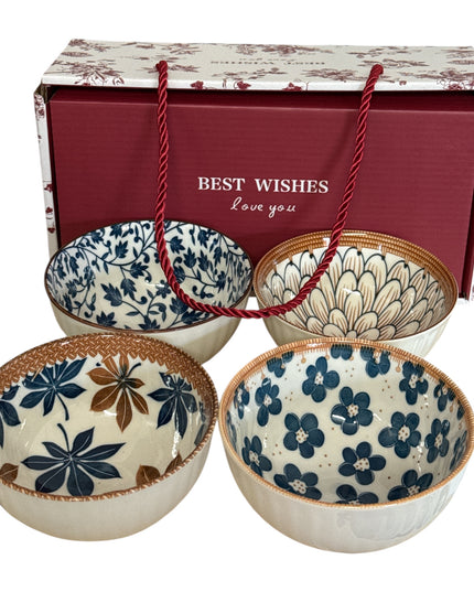Set cadou 4 boluri Best Wishes din ceramică cod1113-2