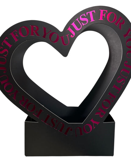 Cutie decorativă cu inimă „Just For You” culoare Negru 30x20cm