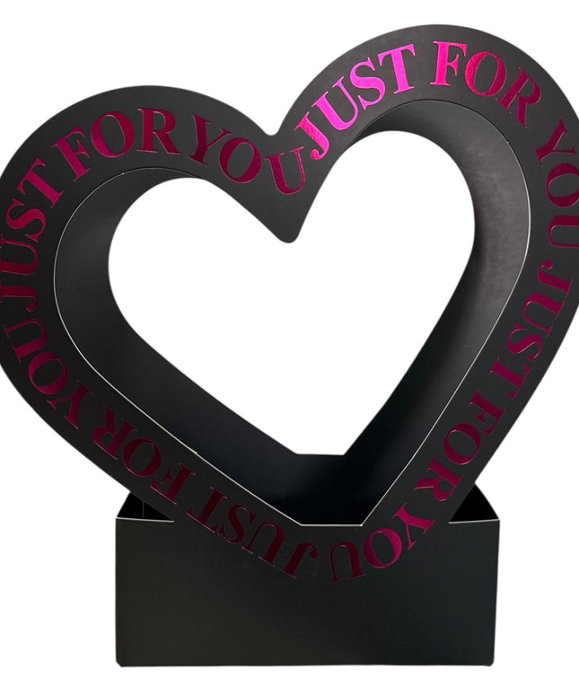 Cutie decorativă cu inimă „Just For You” culoare Negru 30x20cm