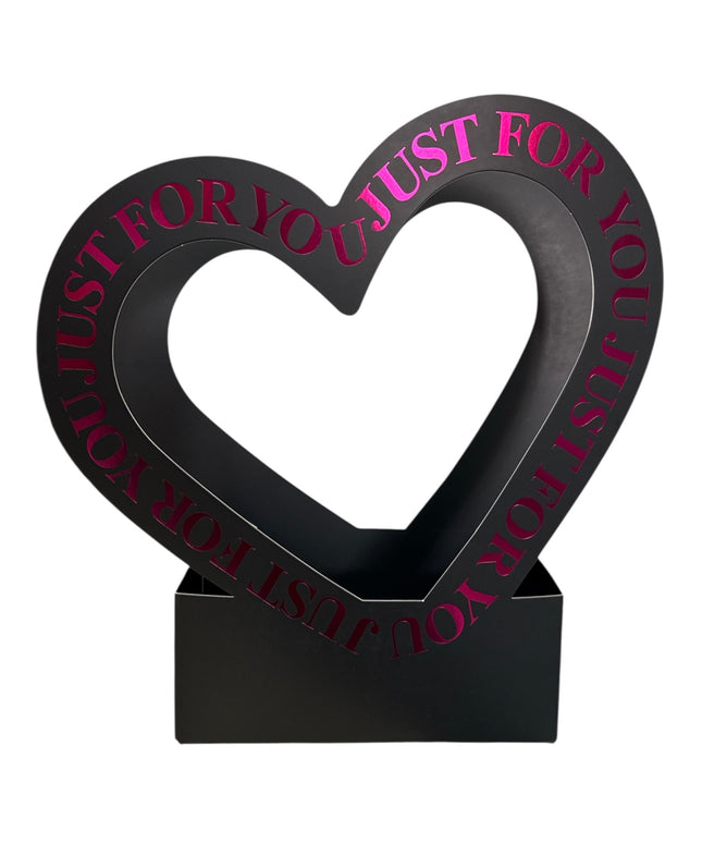 Cutie decorativă cu inimă „Just For You” culoare Negru 30x20cm