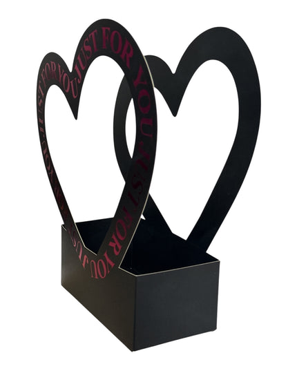 Cutie decorativă cu inimă „Just For You” culoare Negru 30x20cm