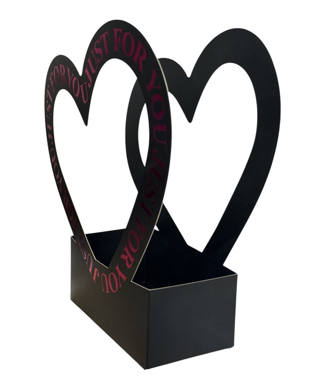 Cutie decorativă cu inimă „Just For You” culoare Negru 30x20cm