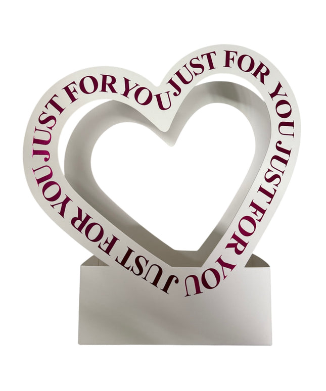 Cutie decorativă cu inimă „Just For You” culoare Alb 30x20cm