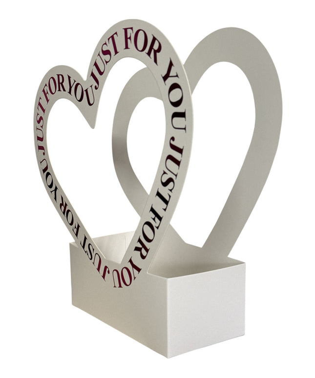 Cutie decorativă cu inimă „Just For You” culoare Alb 30x20cm