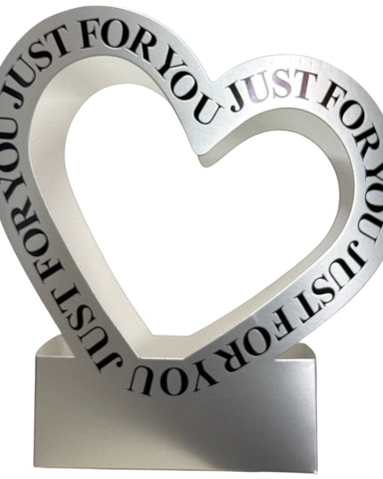 Cutie decorativă cu inimă „Just For You” culoare Argintiu 30x20cm