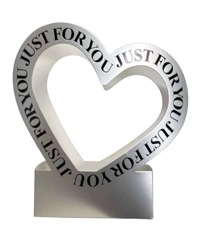 Cutie decorativă cu inimă „Just For You” culoare Argintiu 30x20cm