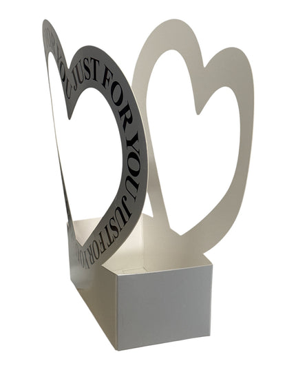 Cutie decorativă cu inimă „Just For You” culoare Argintiu 30x20cm