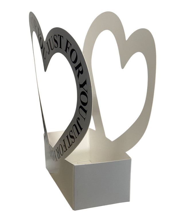 Cutie decorativă cu inimă „Just For You” culoare Argintiu 30x20cm