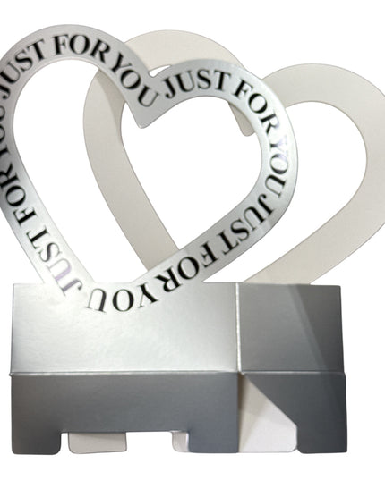 Cutie decorativă cu inimă „Just For You” culoare Argintiu 30x20cm