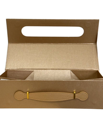 Cutie cadou pliabilă cu închidere magnetică și mâner – Auriu elegant 33x10cm
