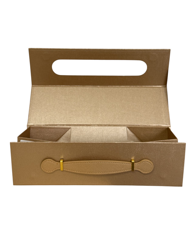 Cutie cadou pliabilă cu închidere magnetică și mâner – Auriu elegant 33x10cm