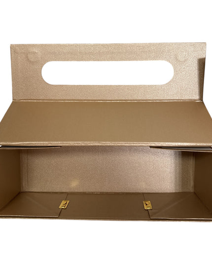 Cutie cadou pliabilă cu închidere magnetică și mâner – Auriu elegant 33x10cm