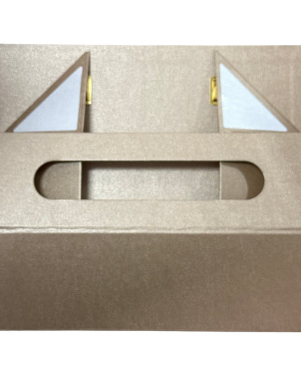 Cutie cadou pliabilă cu închidere magnetică și mâner – Auriu elegant 33x10cm