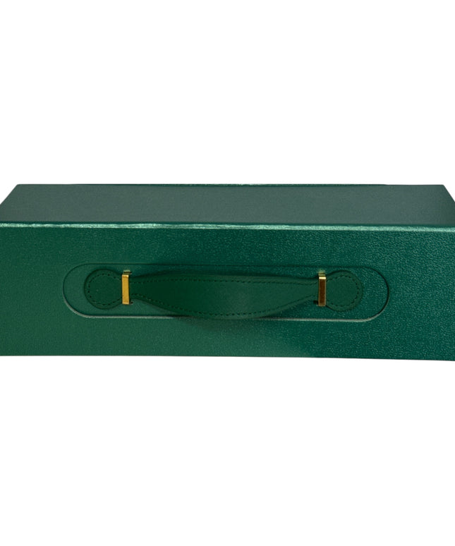 Cutie cadou pliabilă cu închidere magnetică și mâner – Verde elegant 33x10cm