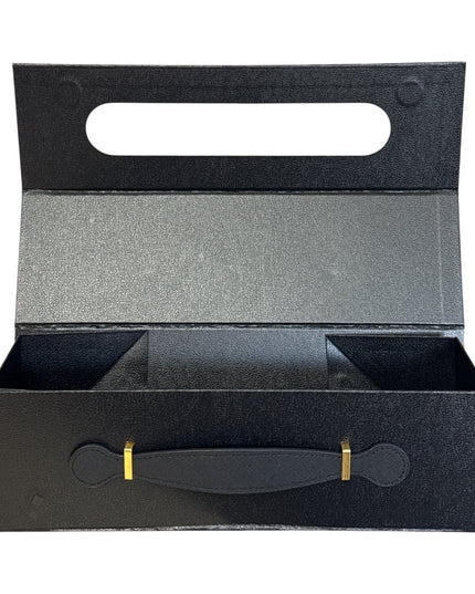 Cutie cadou pliabilă cu închidere magnetică și mâner – Negru elegant 33x10cm