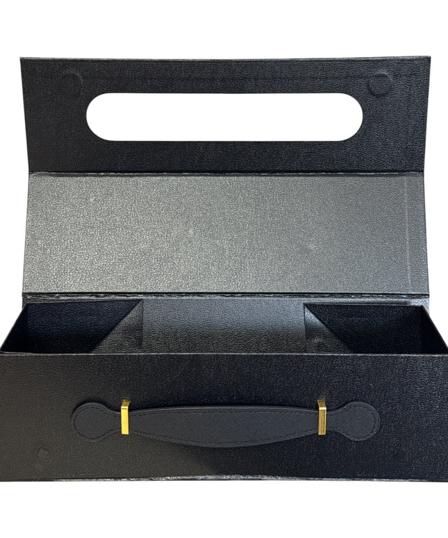 Cutie cadou pliabilă cu închidere magnetică și mâner – Negru elegant 33x10cm
