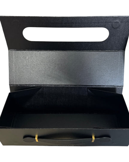 Cutie cadou pliabilă cu închidere magnetică și mâner – Negru elegant 33x10cm