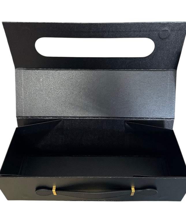 Cutie cadou pliabilă cu închidere magnetică și mâner – Negru elegant 33x10cm