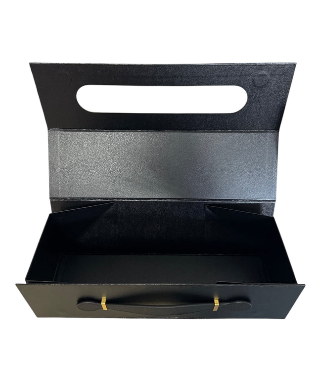 Cutie cadou pliabilă cu închidere magnetică și mâner – Negru elegant 33x10cm