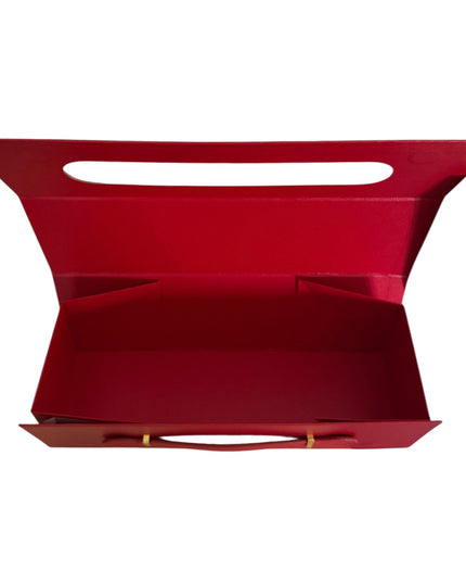 Cutie cadou pliabilă cu închidere magnetică și mâner – Roșu elegant 33x10cm