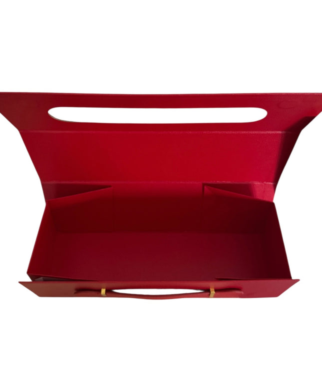 Cutie cadou pliabilă cu închidere magnetică și mâner – Roșu elegant 33x10cm