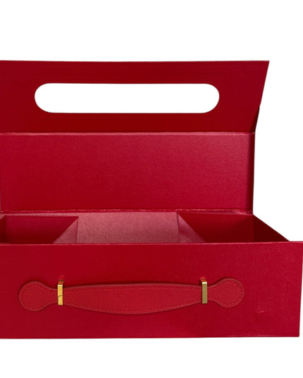 Cutie cadou pliabilă cu închidere magnetică și mâner – Roșu elegant 33x10cm