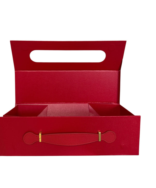 Cutie cadou pliabilă cu închidere magnetică și mâner – Roșu elegant 33x10cm
