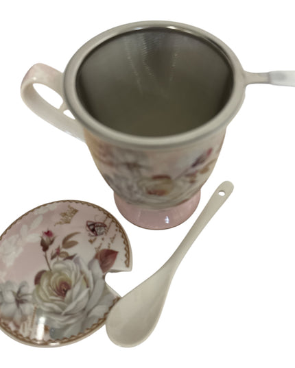 Set cadou cană cu capac,linguriță și sită cod1117-10