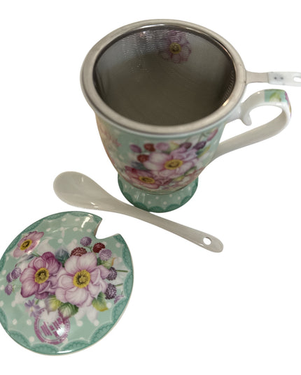Set cadou cană cu capac,linguriță și sită cod1117-10