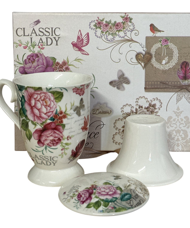 Set cadou cană cu infuzor – design floral