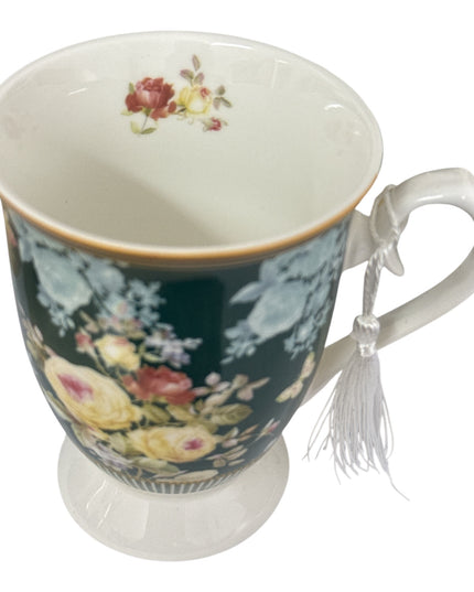 Set cadou 2 căni cu ciucure – design floral cod 1117
