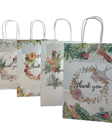 Set 12 pungi din hârtie – „Thank You”, design floral 22x15cm