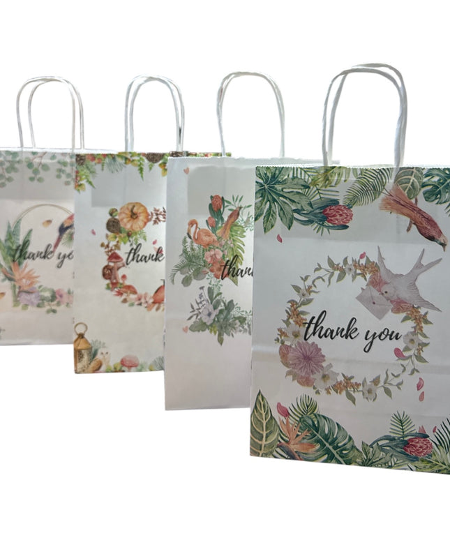 Set 12 pungi din hârtie – „Thank You”, design floral 22x15cm