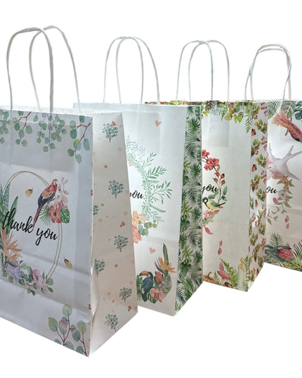 Set 12 pungi din hârtie – „Thank You”, design floral 22x15cm