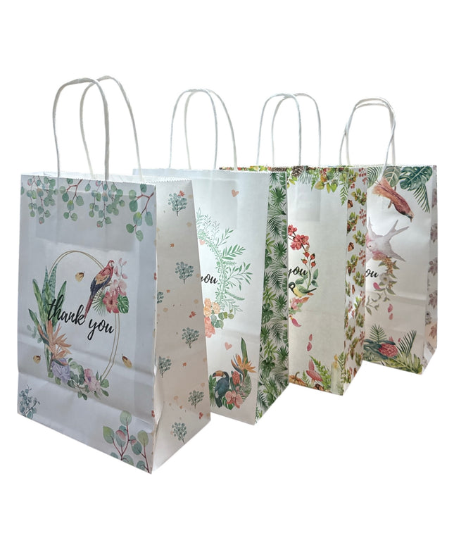 Set 12 pungi din hârtie – „Thank You”, design floral 27x22cm