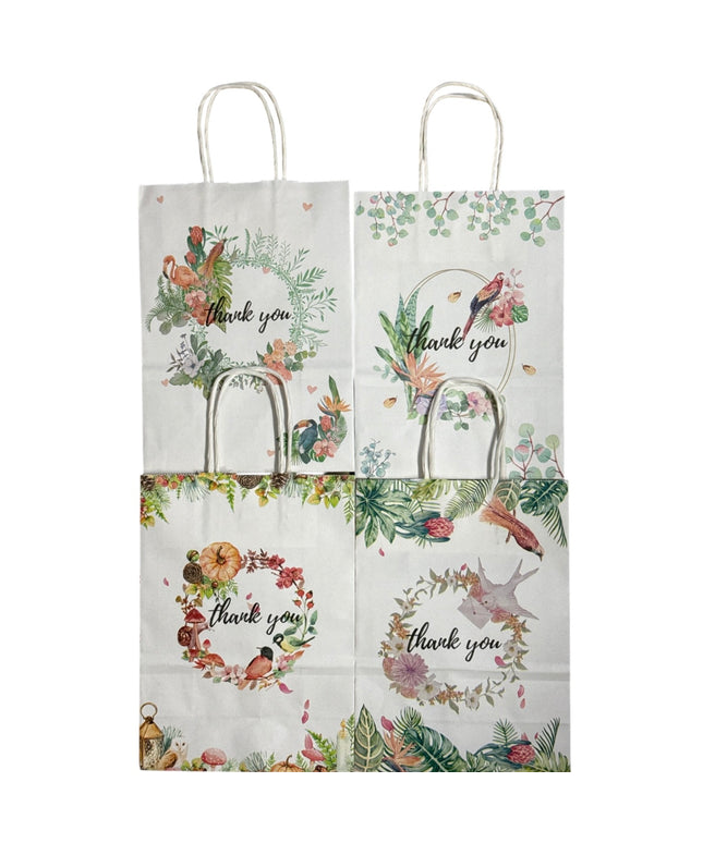 Set 12 pungi din hârtie – „Thank You”, design floral 22x15cm