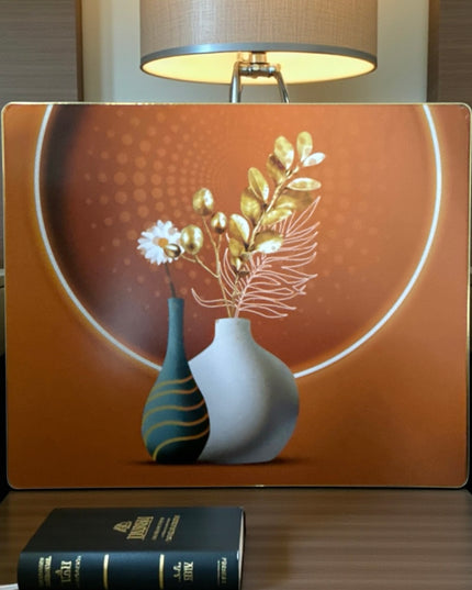 Tablou Decorativ -Vaze Moderne cu Accente Aurii 58x48cm cod 1148-3